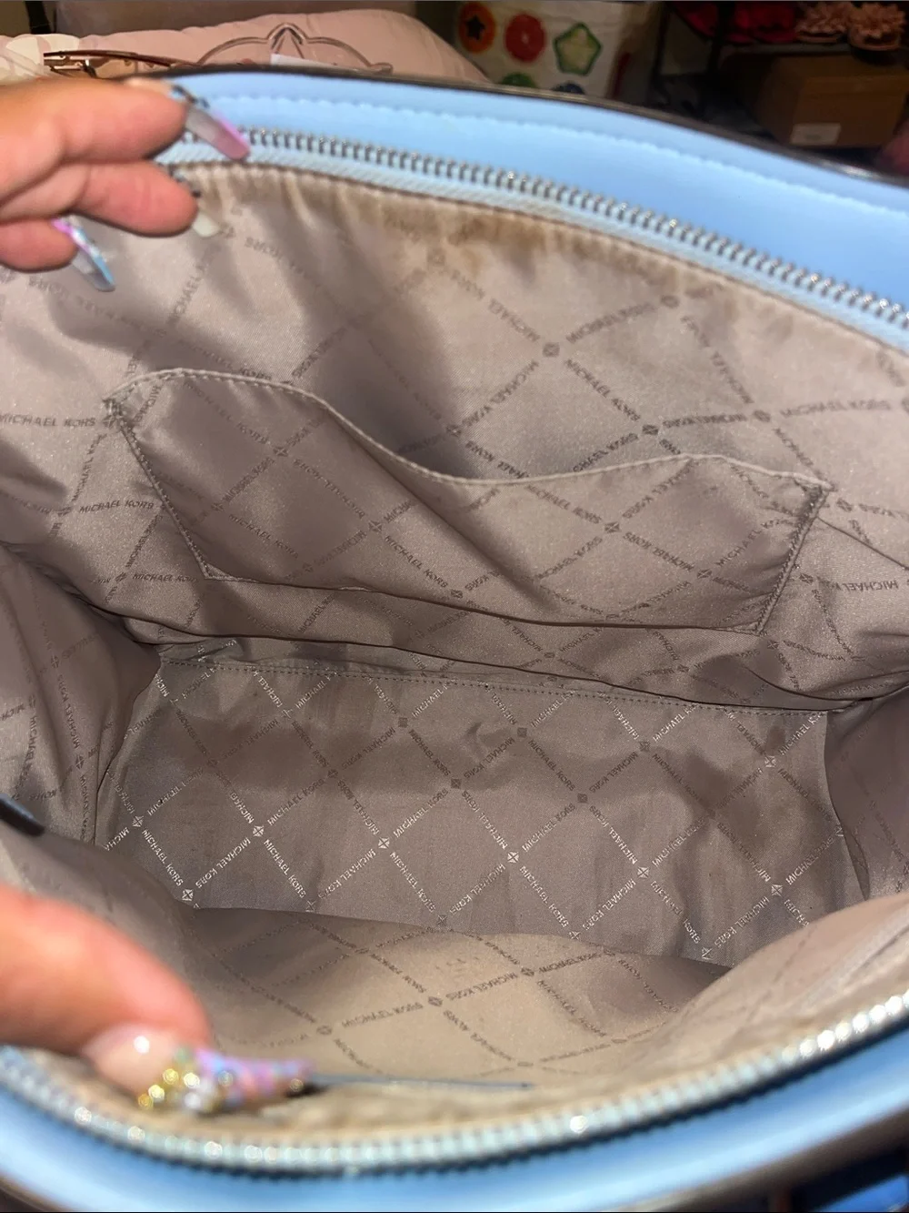 Pre-Loved Michael Kors Two Toned Blue Satchel